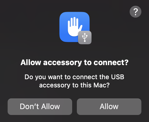Image of prompt to allow accessory to connect to mac