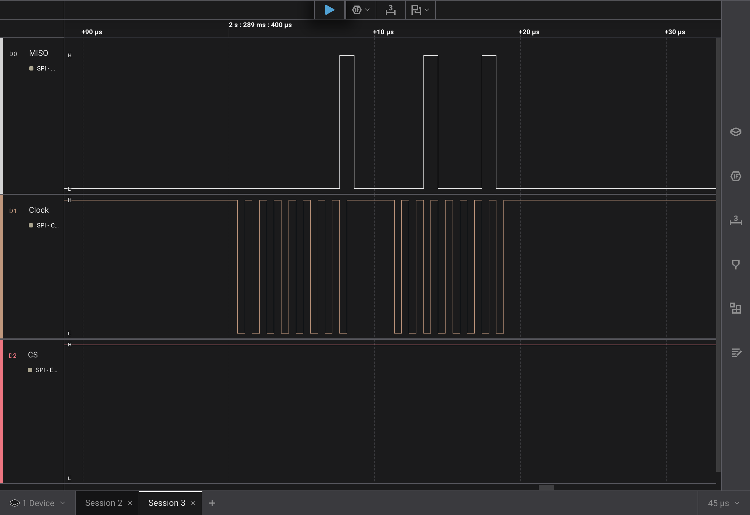 Logic Pro 2 capture of initial spi with correct clock