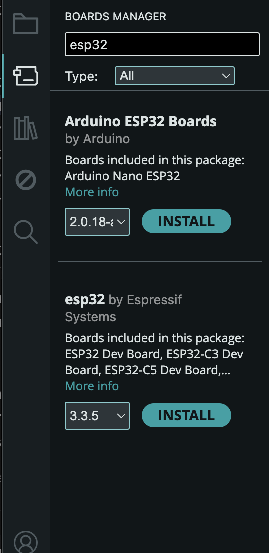 Image of Boards Manager in Arduino IDE