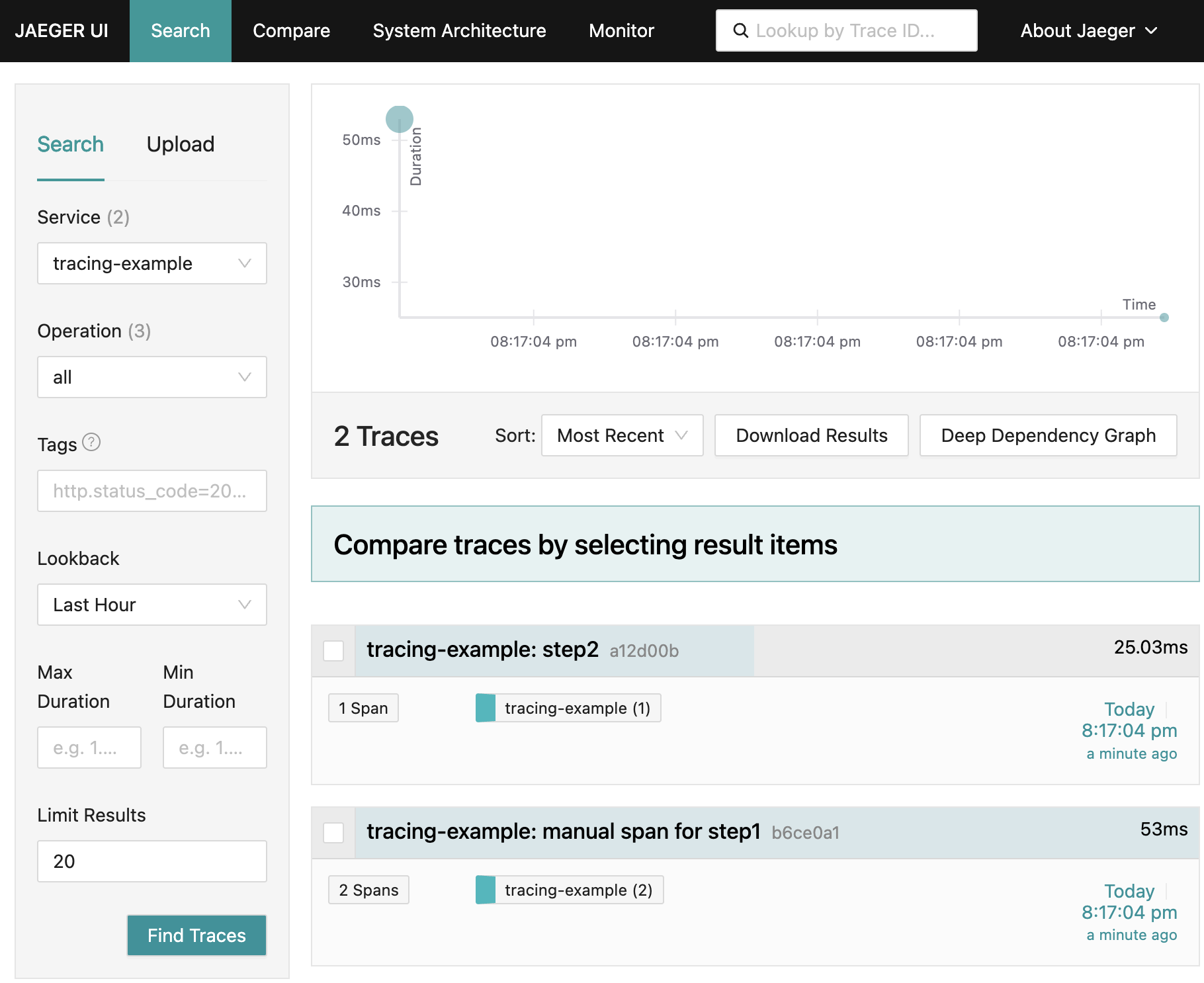 Jaeger Trace With Manual Spans