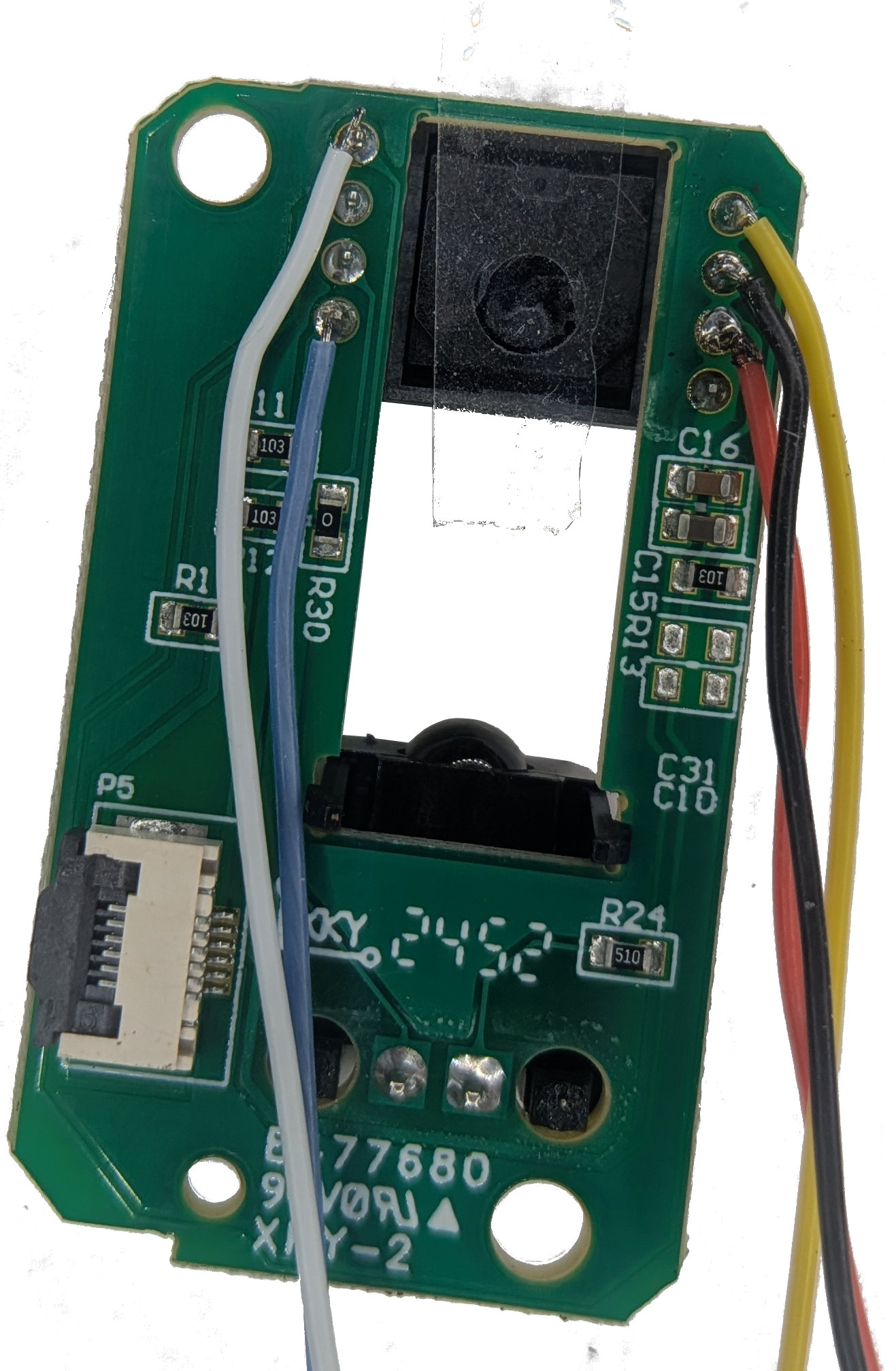 Image of wires soldered to PMW3320DB-TYDU sensor